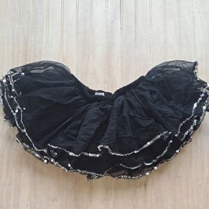 Kids Black Tutu Skirt Medium Child Sequin Trim Ballet Dance Costume Dress Up